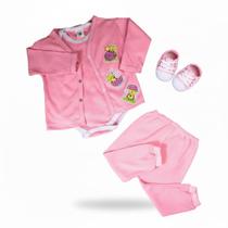 Kit Maternidade 4 Pçs Essenciais Body, Mijão ,Culote Sem Pé, Casaco e Tênis Conforto