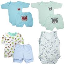 Kit Maternidade 7 Pçs Roupa De Bebê Com Body Short E Regata