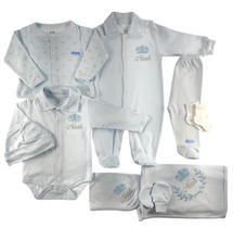 Kit maternidade azul personalizado com nome do bebê - 9 peças