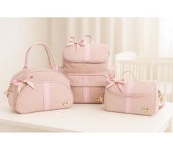 Kit Maternidade Bebe Bolsa Rosa Rosa Mochila Luxo Laço Kit Maternidade Bebe Bolsa Rosa Rosa Mochila Luxo Laço