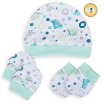 Kit Maternidade Bebê Malha Touca Luva Sapatinho Azul Algodão Kit Maternidade Bebê Malha Touca Luva Sapatinho Azul Algodão