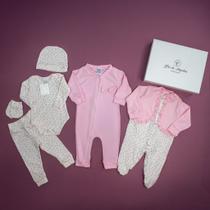Kit maternidade Bebê RN Menina Floral Rosa Algodão Estampado caixa presente Kit maternidade Bebê RN Menina Floral Rosa Algodão Estampado caixa presente