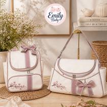 Kit Maternidade Bordado Ramagem Rose 01 Kit Maternidade Bordado Ramagem Rose 01
