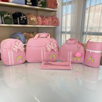 Kit Maternidade com Bolsa e Mala para Bebê e Recém Nascido com Arco-íris Menina