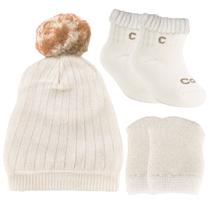 Kit Maternidade Completo Bege Para Bebê Recém-nascido Touca + Luva + Meia Algodão Kit Maternidade Completo Bege Para Bebê Recém-nascido Touca + Luva + Meia Algodão