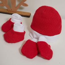 Kit Maternidade de Tricot Tricô Touca Luvas e Sapatos Bebê Menino Menina - Mami
