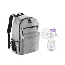 Kit Maternidade Multikids Baby Mochila Cinza e Extrator de Leite Manual For Mom