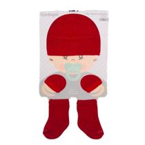 Kit maternidade recém nascido touca + luva + meia atoalhada vermelho - Centopé Kit maternidade recém nascido touca + luva + meia atoalhada vermelho - Centopé