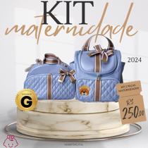 Kit Maternidade Urso Rei Listrada G - Azul Bebê