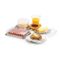 Kit Matinal vision 4 peças FORMA INOX 800148 prato para queijo, porta frios, manteigueira, espátula