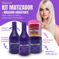 Kit Matizador + Hidratação Maycrene ( Shampoo + Condicionador + Máscara Platinum + Mascara Cabelos Desmaiados) 4x500ml Kit Matizador + Hidratação Maycrene ( Shampoo + Condicionador + Máscara Platinum + Mascara Cabelos Desmaiados) 4x500ml