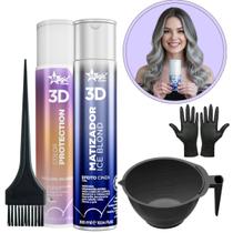 Kit Matizador Ice Blond 300ml + Mascara Diluidora 300ml Magic Color + Cumbuca + pincel + luvas