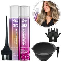 Kit Matizador Magic Power 300ml + Mascara Diluidora 300ml Magic Color + Cumbuca + pincel + luvas