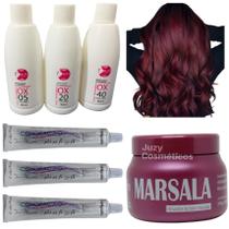 Kit Matizador Marsala 250g + 3 Coloração + 3 OX 90ml