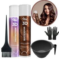 Kit Matizador Mocha Mousse 300ml + Mascara Diluidora 300ml Magic Color + Cumbuca + pincel + luvas