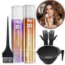 Kit Matizador Morena Iluminada Amendoa 300ml + Mascara Diluidora 300ml Magic Color + Cumbuca + pincel + luvas
