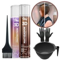 Kit Matizador Morena Iluminada Avelã 300ml + Mascara Diluidora 300ml Magic Color + Cumbuca + pincel + luvas