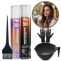 Kit Matizador Morena Iluminada Café Expresso 300ml + Mascara Diluidora 300ml Magic Color + Cumbuca + pincel + luvas