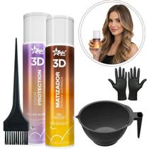 Kit Matizador Morena Iluminada Mel 300ml + Mascara Diluidora 300ml Magic Color + Cumbuca + pincel + luvas