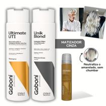 Kit matizador para cabelos loiros: Shampoo Reconstrutor + Mascara Cinza/Platinado + Ampola Gaboni