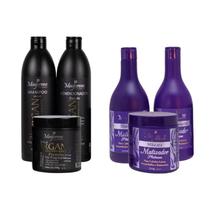 Kit Matizador Platinum e Kit Argan Premium Pós Progressiva, Seu Loiro com mais Brilho, Liso, Nutrido, Hidratado e desamarelado