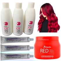 Kit Matizador Red 500g + 3 Coloração E 3 Ox 90ml