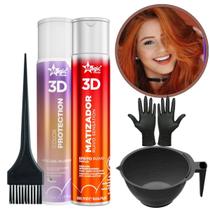 Kit Matizador Ruivo Sensation 300ml + Mascara Diluidora 300ml Magic Color + Cumbuca + pincel + luvas