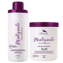 Kit Matizante Shampoo e Mascara Extrato de Açai Aramath 1L