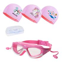 Kit Max Óculos e 3 Toucas de Natação Infantil Hero Band Coleção Tibumm Kit Max Óculos e 3 Toucas de Natação Infantil Hero Band Coleção Tibumm