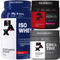 Kit Max Titanium: ISO Whey Isolado 900g + Creatina 100% Pura 300g + Pré Treino Hórus 300g