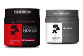 Kit max titanium pré-treino horus pote 300g + creatina 300g