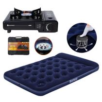 Kit Maxi Camping Colchão Casal Bomba Embutida Com Fogareiro a Gás Nautika Kit Maxi Camping Colchão Casal Bomba Embutida Com Fogareiro a Gás Nautika