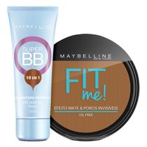 Kit Maybelline Super BB Cream Cor Escuro 30ml + Pó Compacto Fit Me Escuro Original Cor 300