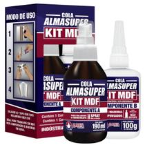 Kit Mdf Cola Instantânea + Catalisador Acelerador 190ml Almasuper Kit Mdf Cola Instantânea + Catalisador Acelerador 190ml Almasuper