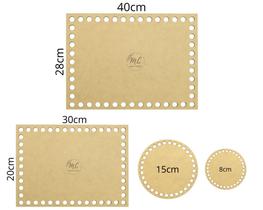 Kit Mdf Crochê/fio De Malha Redondo/Retangular - 4 Peças Kit Mdf Crochê/fio De Malha Redondo/Retangular - 4 Peças