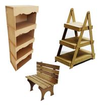 Kit Mdf Festa Armário Lembrancinha Escada Doce Banco Praça