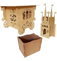 Kit Mdf Provençal 1 Mesa Carruagem 1 Cubo Castelo 1 Caixa Pr