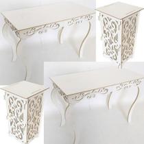 Kit Mdf Provençal Branco 2Mesa Luis Xv Mãe Filha 2 Cubos Kit Mdf Provençal Branco 2Mesa Luis Xv Mãe Filha 2 Cubos