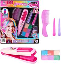 Kit Mechas Coloridas Make Brinq Chapinha Presilhas e Pente Polibrinq