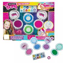 Kit Mechas Coloridas Menina Pinte O Cabelo e Adesivos Unhas