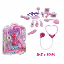 Kit Médica Com Luz E Som 17 Peças Brinquedo Infantil Rosa