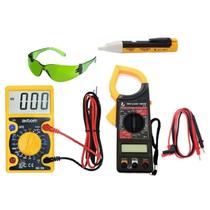 Kit Medição Alicate Amperímetro Multímetro e Detector Tensão