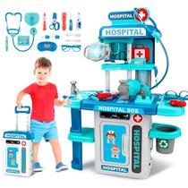 Kit Médico Brinquedo Interativo Com Maleta Monitor Cardiaco Com Luz Som E Estetoscópio