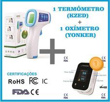 Kit Médico com 1 Termômetro DIgital Infravermelho Certificado + 1 Oxímetro Certificado com FDA e CE