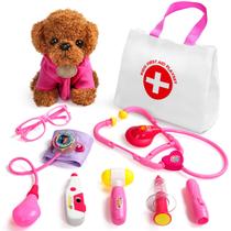 Kit médico Fajiabao para crianças de 3 a 5 anos com cachorro de pelúcia rosa Kit médico Fajiabao para crianças de 3 a 5 anos com cachorro de pelúcia rosa