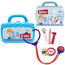 Kit medico infantil azul com estetoscopio e acessorios doctor 6 pecas na maleta - Pica Pau