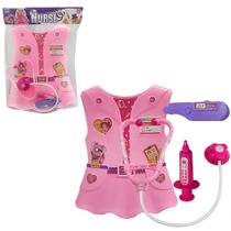 Kit medico infantil com colete + estetoscopio e acessorios 4 pecas na solapa