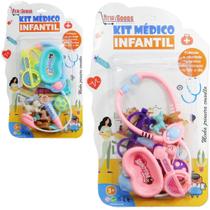 Kit medico infantil com estetoscopio e acessorios 12 pecas