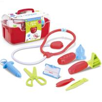 Kit medico infantil com estetoscopio e acessorios 8 pecas na maleta - Roma