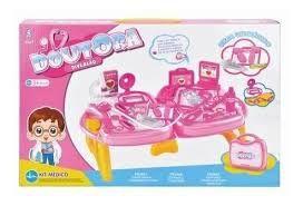 Kit Medico Infantil Com Maleta Mini Doutor Rosa Fênix